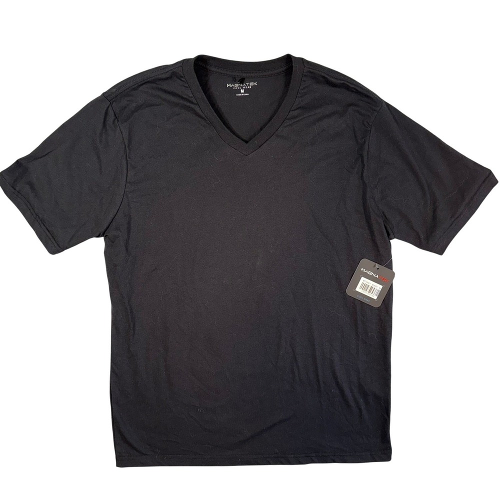 MAGNATEK Cool Wear Black V Neck Short Sleeve T Shirt NWT Men's Medium
